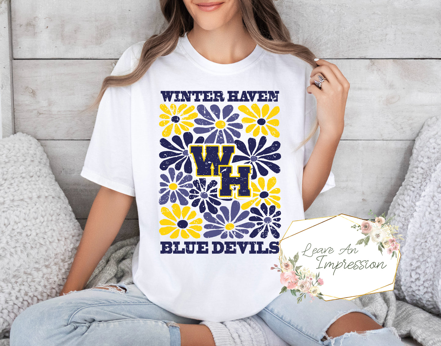 Groovy Floral WH Bluedevils: Customizable