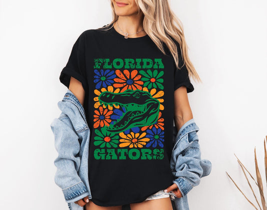 Orange and Blue Floral