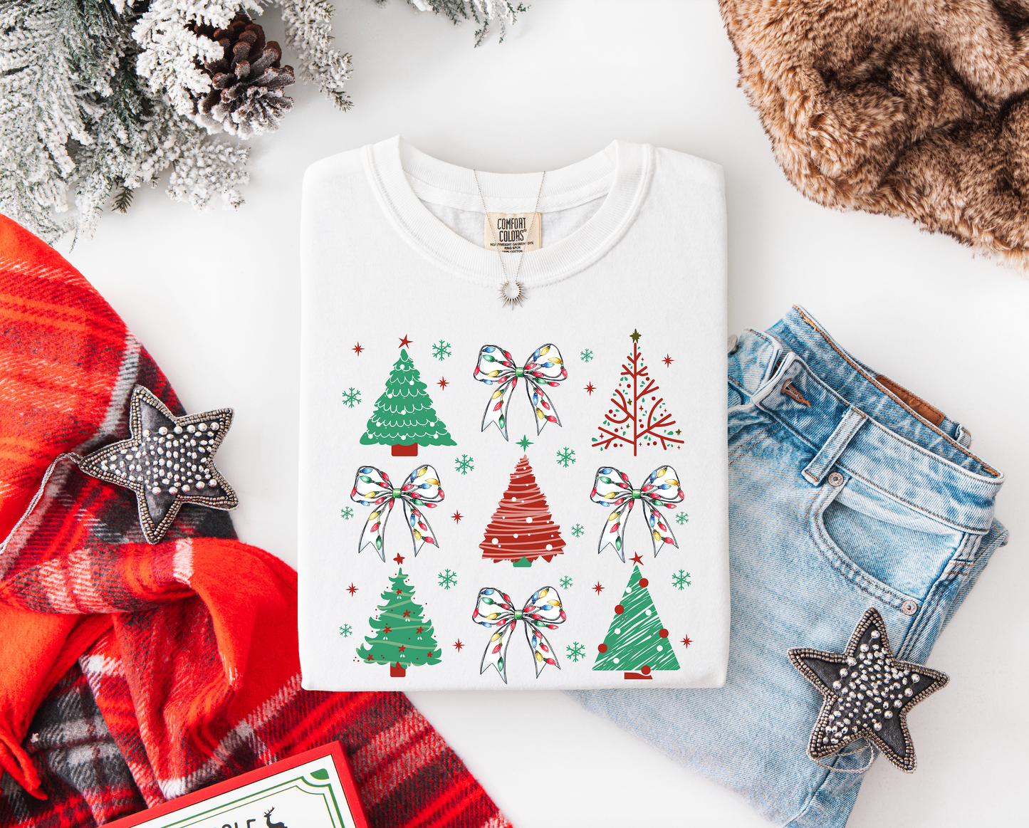 Festive Trees & Bows: Tee and Sweatshirt