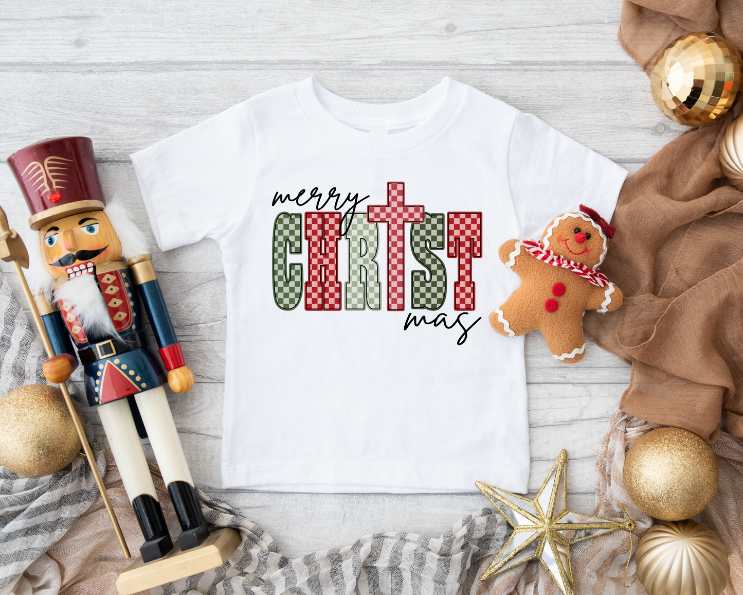 Merry Christmas Checkered Boys Tee