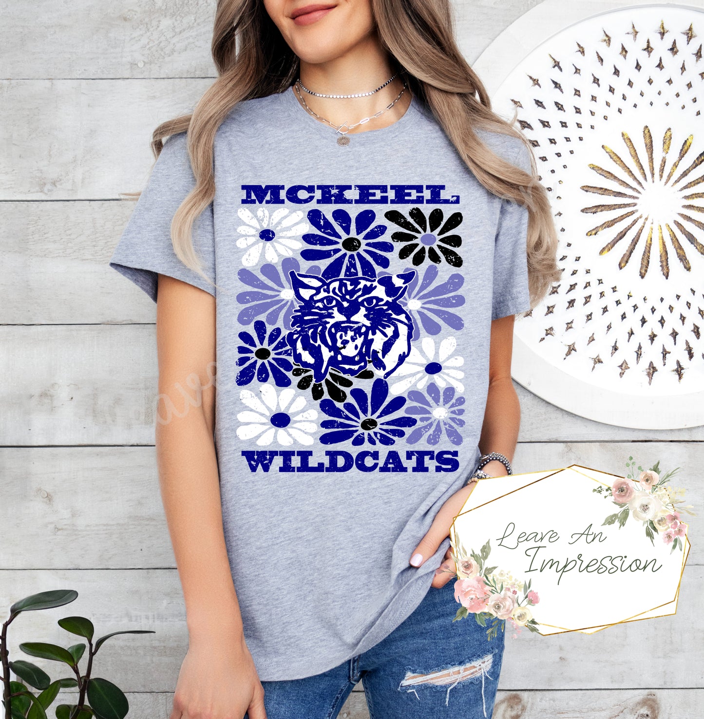 McKeel Floral-Navy & White