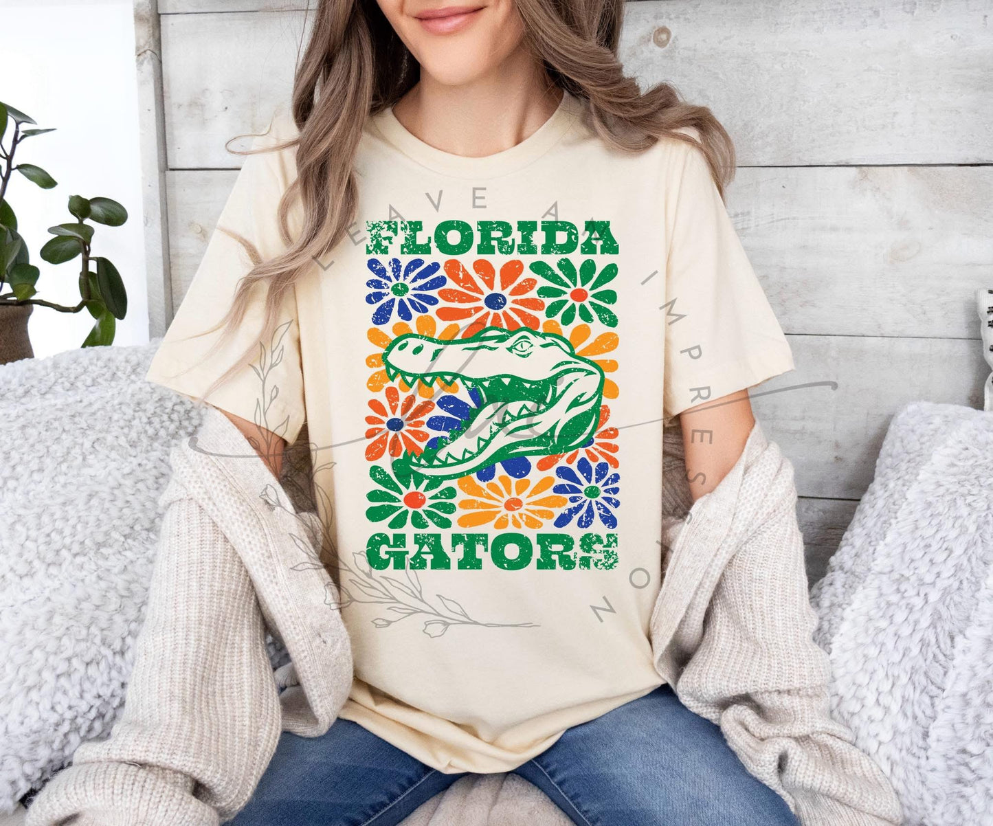 Orange and Blue Floral