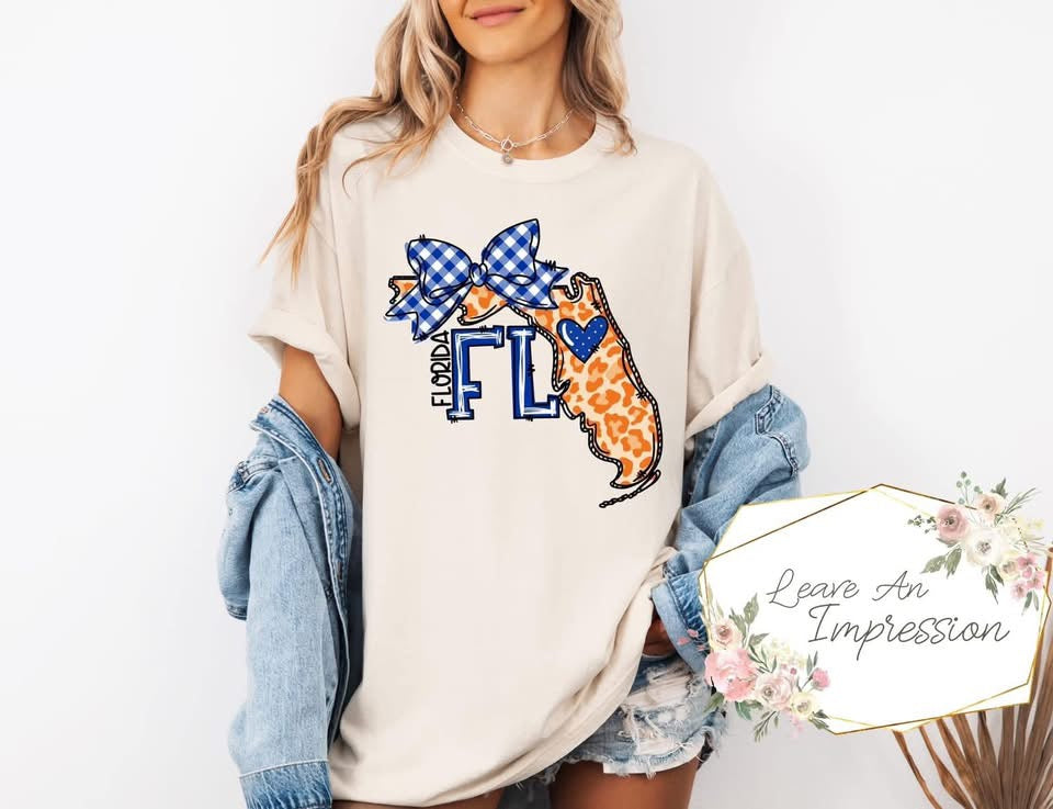 Orange And Blue State With Bow