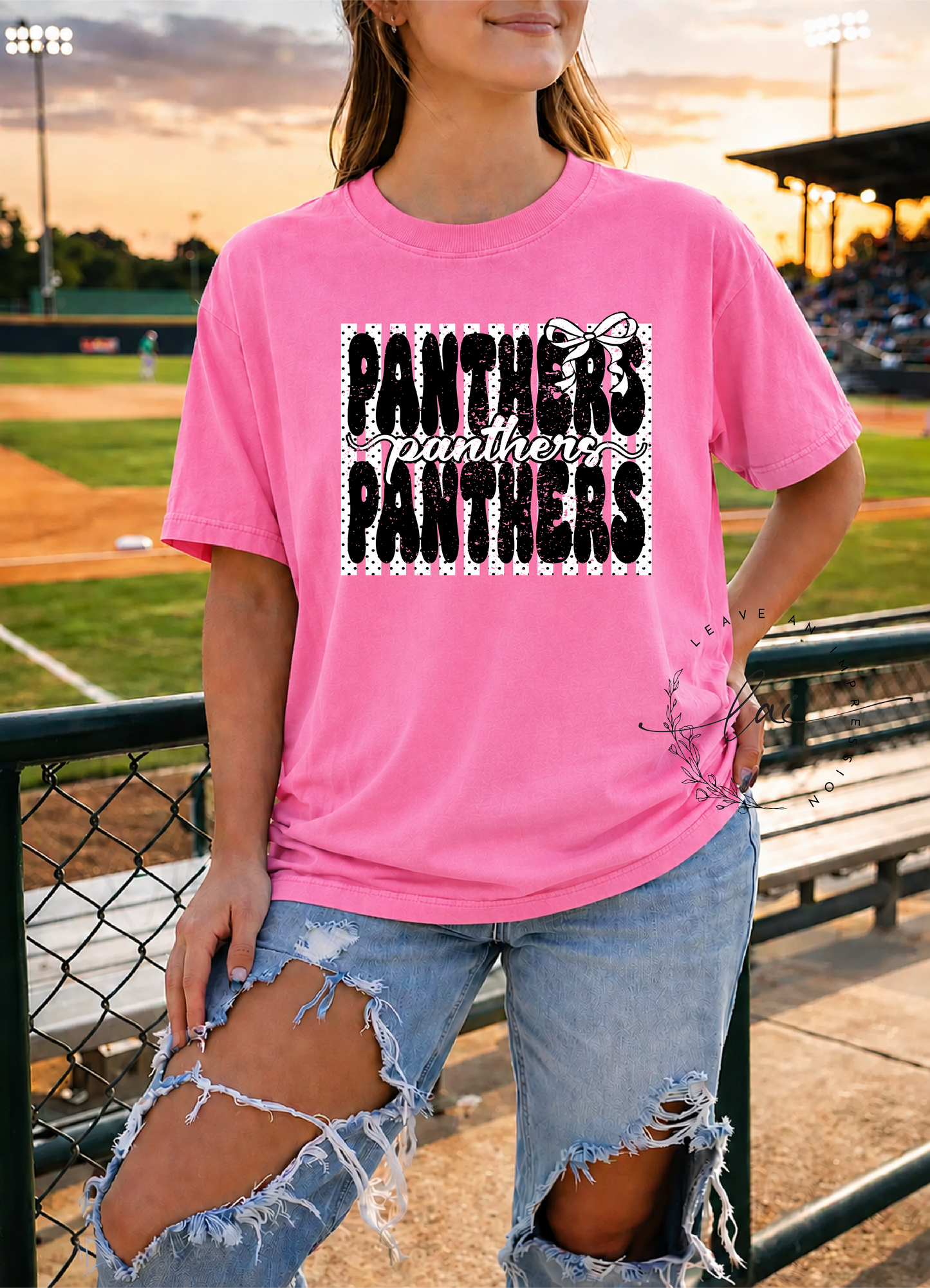 Mulberry Lady Softball- Panthers Polkadots and Bows