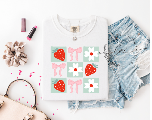 Strawberry Floral Bow Coquette