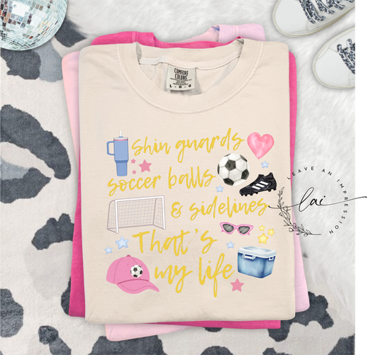 skin guards, soccer balls and sidelines