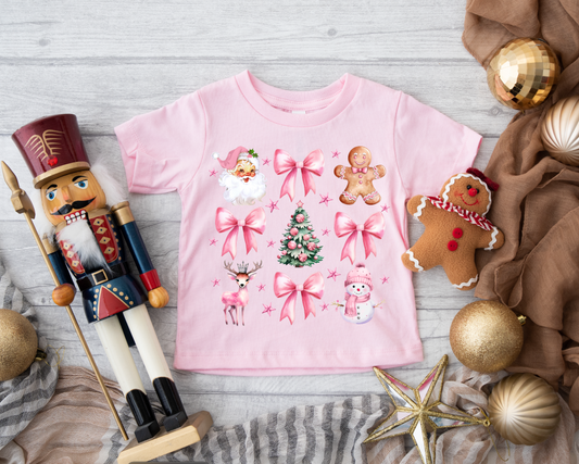 Pink Christmas Cheer Girls Tee