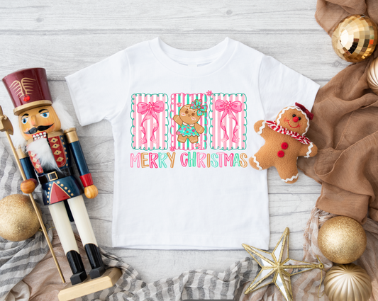 Christmas Stripes Girls Tee