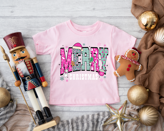 Merry & Bright Christmas Girls Tee