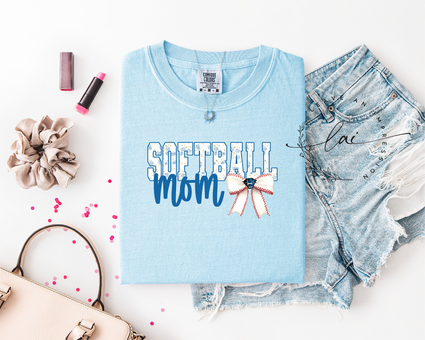 Floral Mulberry Softball Mom