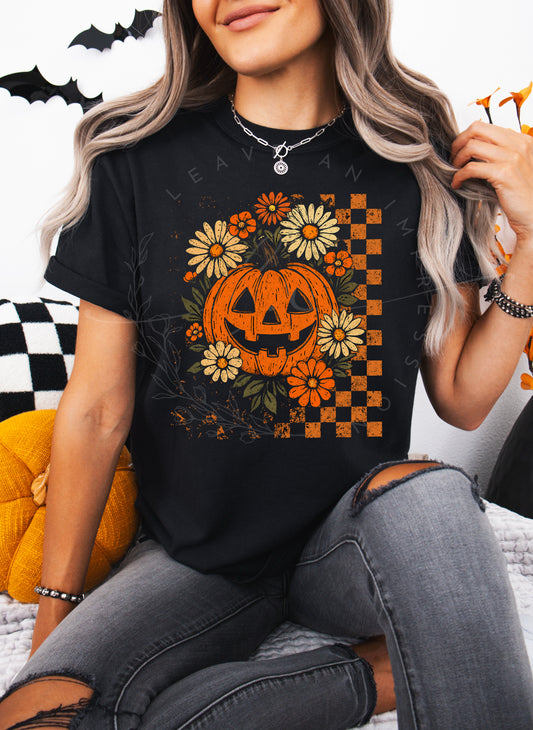 Distressed Checkered Pumpkin